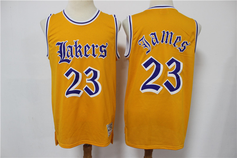 2020 Men Los Angeles Lakers #23 James yellow game Nike NBA jersey style 4